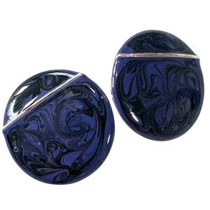 Vintage Deep Purple Marbled Enamel Stud Earrings – Retro & Bold Jewelry
